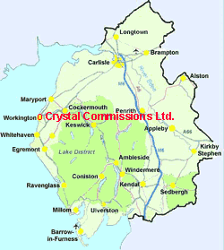 Cumbria Map With Crystal Commissions Ltd Location